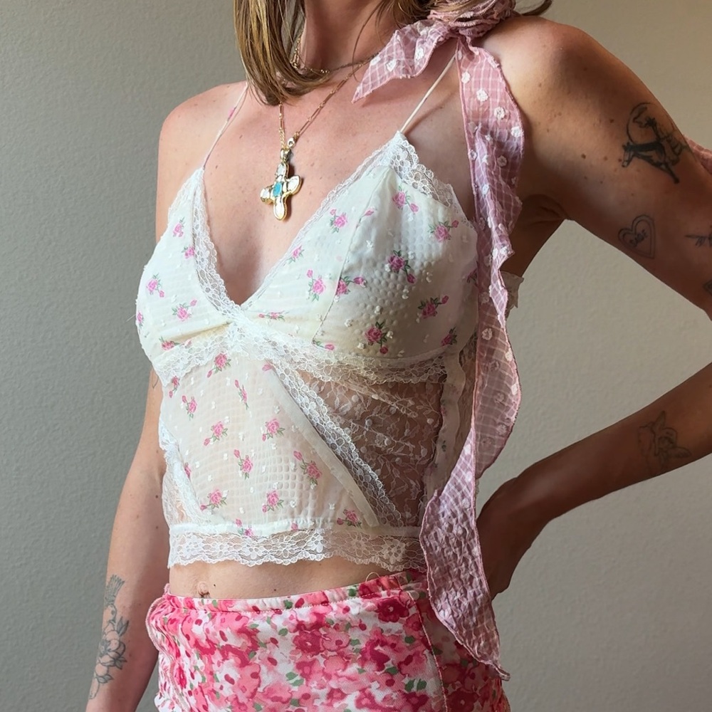 For Love and Lemons floral lace top